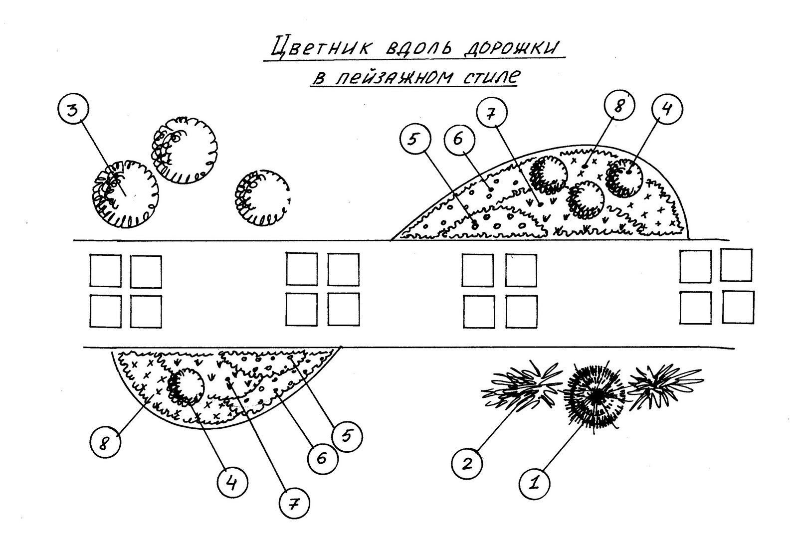 Цветник вдоль дорожки